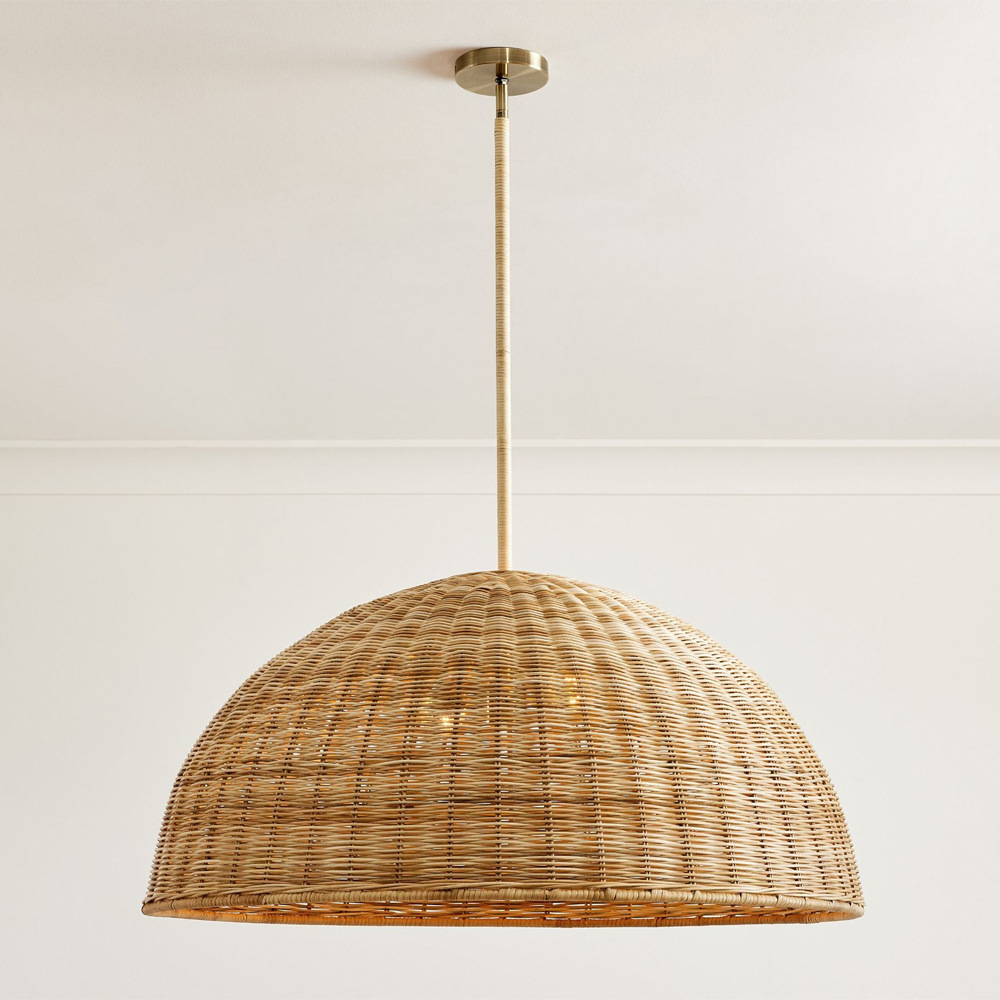 Fengteng chandelier tea room Zen B&B restaurant decorative lampshade living room hand-woven lamp fixture