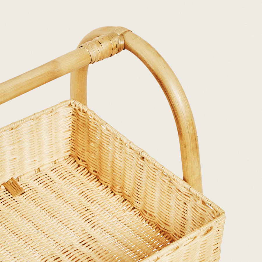 Wind floor rattan storage rack B&B Hotel remote control storage basket hand-woven three-layer storage basket